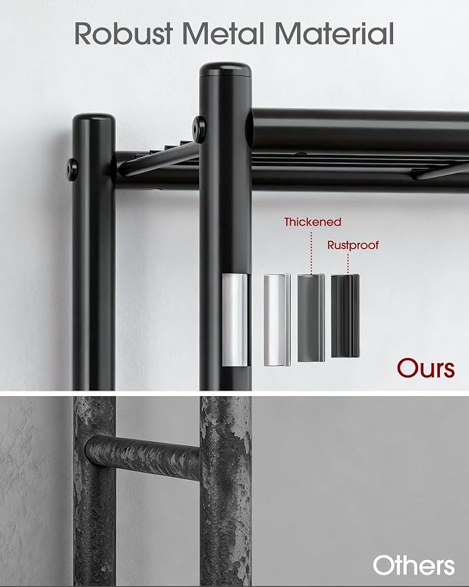 Sakugi Storage Shelves - Set of 2, 5-Tier Metal Shelf Organizer, Space-Saving Garage Shelving with Leveling Feet, Standing Shelves Organizer for Kitchen, Laundry, Pantry (18.4" x 12.6" x 57.4", Black) - Image 4