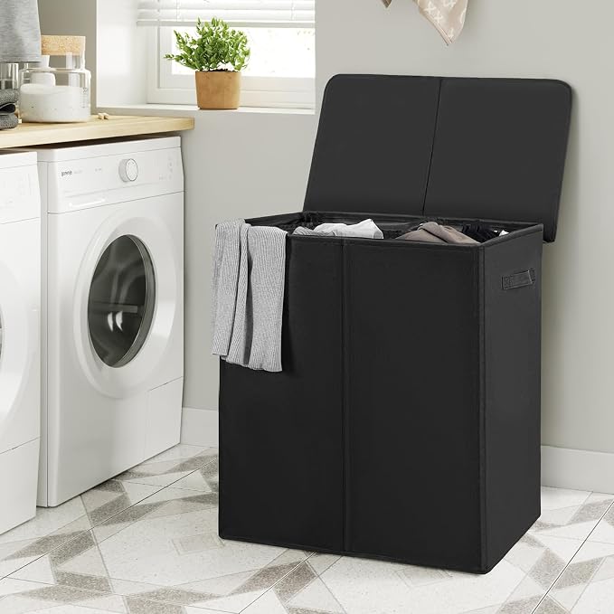 WOWLIVE 140L Double Laundry Hamper 2 Section with Lid and Removable Bags - Image 4