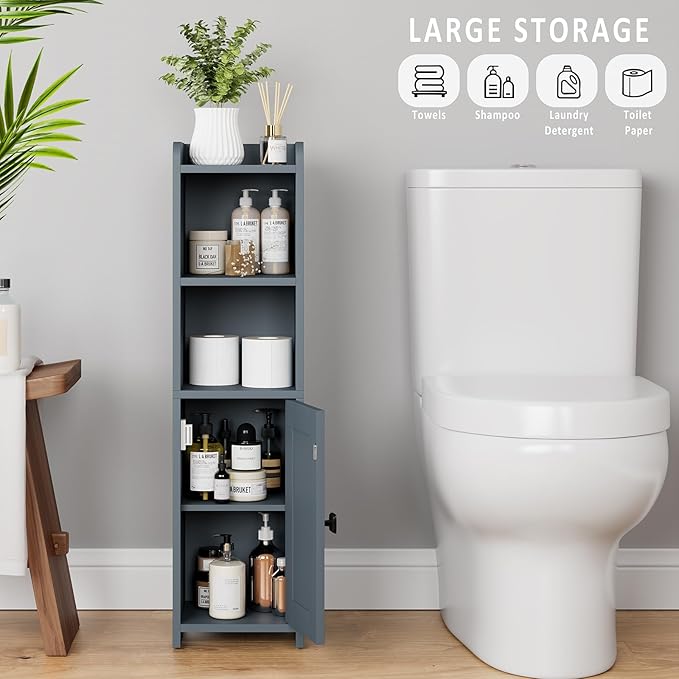 Lomojo Small Bathroom Storage Cabinet Corner, 7.87" Dx7.87 W x31.5 H (Gray) - Image 4