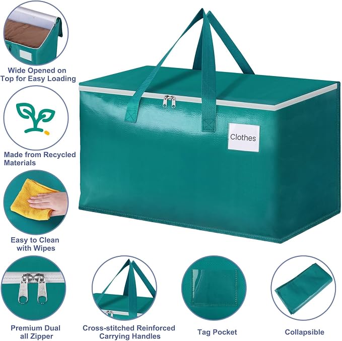 StorageRight Moving Bags, Moving Boxes, 93L 6-Pack Sotrage Bags Totes,Green - Image 3