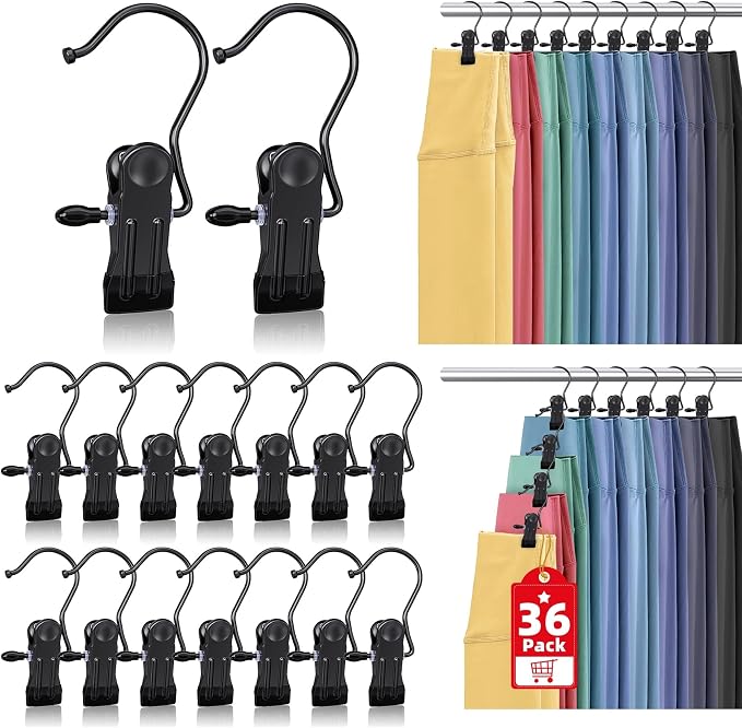 36 Pack Boot Hangers Clips for Closet, Heavy Duty Pants Hangers with Clips by Besslly