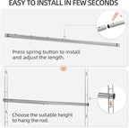 STORAGE MANIAC Hanging Closet Rod, Adjustable Width and Height Closet Hanging Organizer, Space-Saving Clothes Hanging Bar, Closet Extender Hanging Rod Double Closet Hanging Rod, 1 Pack Chrome - Image 4