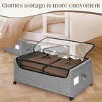 Under Bed Storage with Wheels, 2 Pack Under Bed Storage Containers, 10.6 inches Tall Underbed storage bins on Wheels, Rolling Under the Bed Metal Drawers for Clothes, Blankets, Shoes (XXXL, 90L) - Image 7