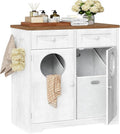 HOOBRO Double Laundry Hamper Cabinet, Hidden Laundry Cabinet with 2 Drawers & 2 Baskets, 20 Gallon Farmhouse Bathroom Laundry Hamper with 2 Clothes-Toss Holes, White and Dark Walnut WHZ36XY01 by HOOBRO