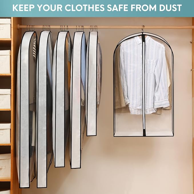 40" Clear Garment Bags for Hanging Clothes, 4" Gusseted Suit Bags for Closet Storage, Hanging Clothes Storage Suit Cover Bags with Zipper for Coats, Jackets, Shirts, 4 Packs - Image 4