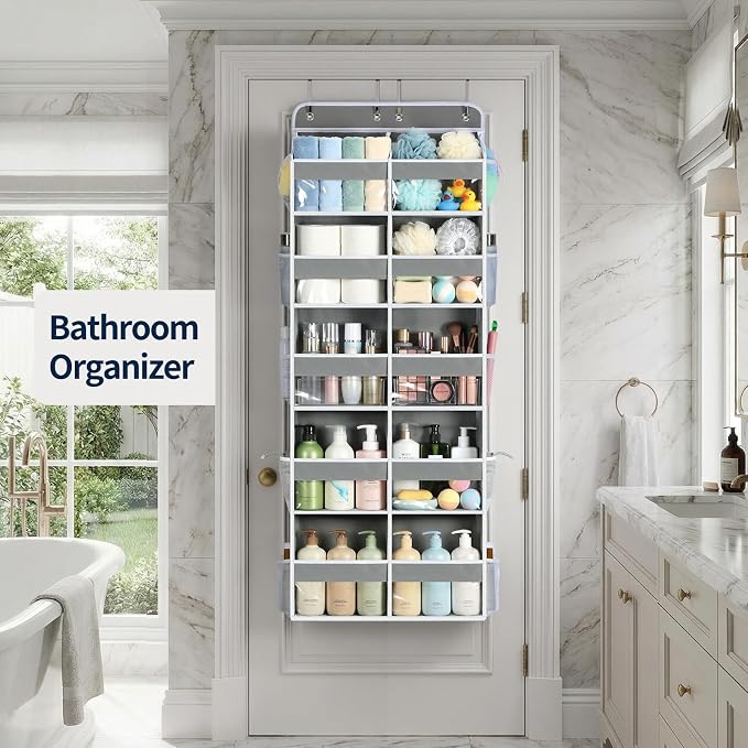 Yecaye Over The Door Organizer, 5 Tier Extra Large Behind Door Storage of 10 Compartments, 80lbs Heavy Duty Door Organizer Hanging with Clear Window for Closet Bedroom Pantry Bathroom, Grey - Image 9