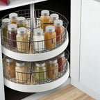 2 Pack 1/4 Wedge Metal Lazy Susan Organizer Baskets with Handles - Image 3