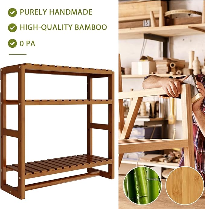 Galood Over The Toilet Storage Bathroom Shelves Wall Mounted 3 Tier Brown-L - Image 6