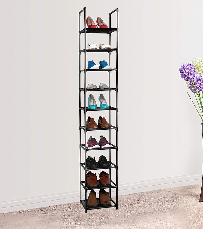 FIDUCIAL HOME 10 Tiers Vertical Shoe Rack 10 Pairs Skinny Shoe Shelf - Image 2