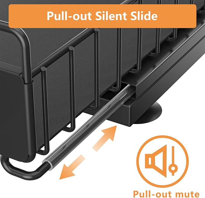 Under Sink Organizer, 2 Packs Under Sink Organizers and Storage, Slide Out Pull Out Cabinet Organizer Shelf with Metal Drawers for Kitchen Bathroom Pantry, Black - Image 2