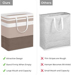 HomeHacks 2 Pack Large Laundry Baskets, Laundry Hampers Bags (Khaki 100Lx2) | Waterproof, Freestanding, Collapsible Clothes Hamper with Reinforced Handles in Laundry Room, Dorm, Bathroom, Bedroom - Image 3