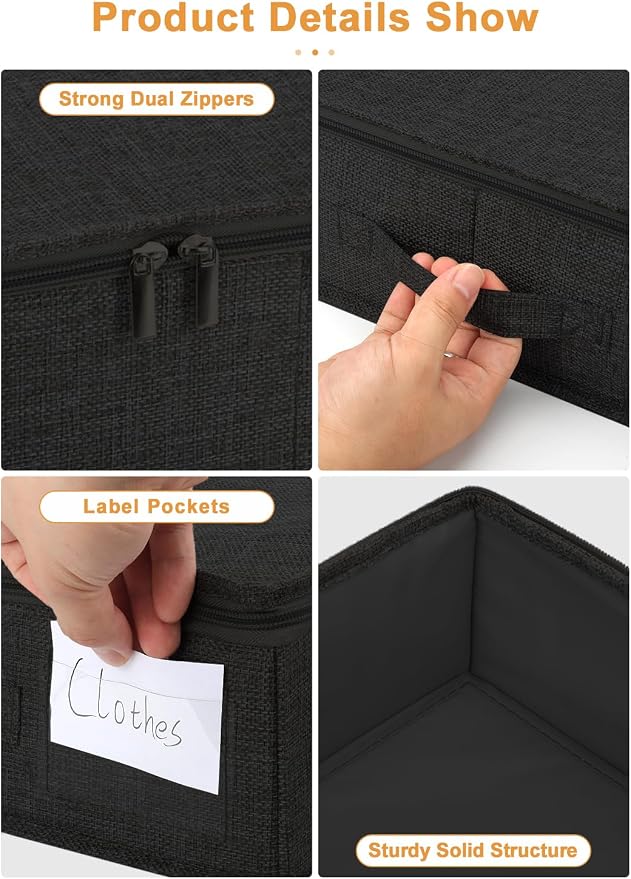 punemi 4.5 in Tall Low Profile Under Bed Storage Containers, 2 Pack, Black - Image 6
