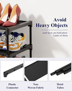 Kitsure Shoe Rack - Non-Woven Shoe Rack Shelf, Shoe Organizer for Closet, Entryway, Garage & Corridor, Stackable Shoe Shelves, 27.5" Wide - 2 Tier, Black | Shoe Organizer for Closet, Entryway, Garage, Stackable Shoe Shelves, college dorm&apartment esse... - Image 3