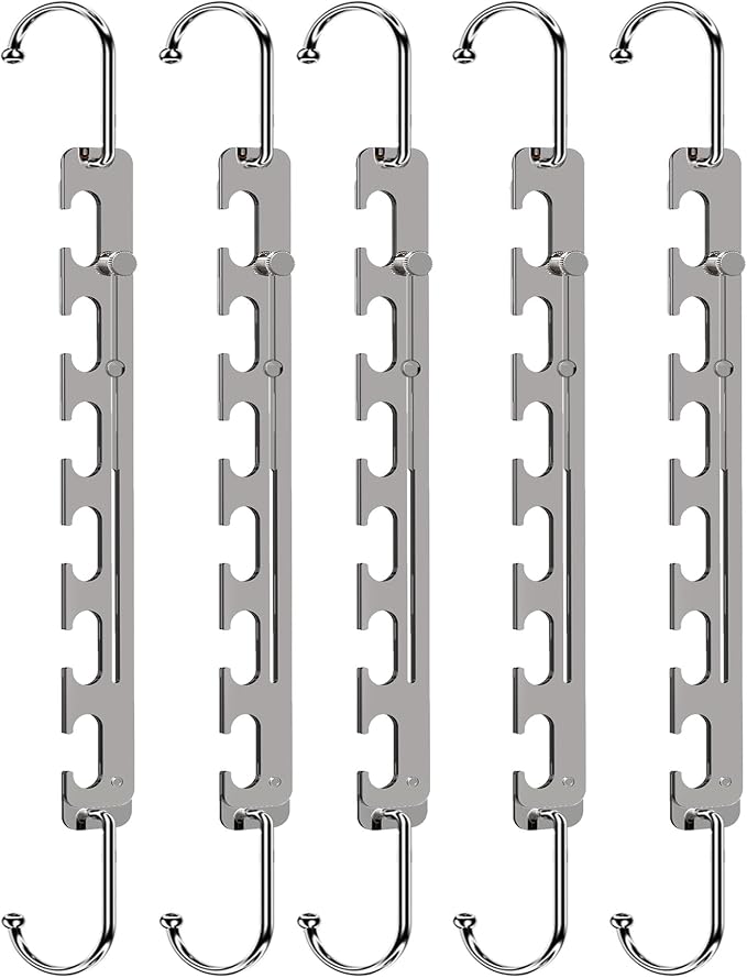 Sindax Space Saving Hangers Telescopic, 6 Holes Clothes Hangers Adjustment to 9 Holes, Upgraded Sturdy Metal Clothes Hangers Space Saving for Heavy Clothes, Closet Organizers and Storage - 8 Pack by SindaxAllforlife