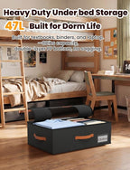 TOSKING 2-Pack Under Bed Storage Bins with Wheels, 4 Vacuum Bags, Heavy Duty 80 lbs, 7.9" Height, 47L Clear Lid Organizer, Space Saver for Dorm Bedroom Clothes Shoes Toys, Quick Assembly, Black - Image 3