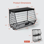 Goozii Black Kitchen Wall Hanging Storage Basket Set of 2, Rustic Stackable Kitchen Counter Fruit Organizer, Wire Baskets Container for Veggie, Garlic, Produce, Onion and Potato (Black Shelf) - Image 7