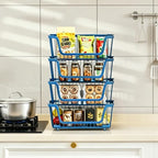4 Pcs Stackable Wire Baskets for Pantry Organizers and Storage,blue, - Image 7