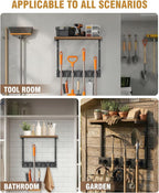 Supforce Small Broom Holder Wall Mount with Shelf, 4 Slots 3 Hooks - Image 6