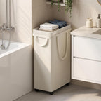 efluky Slim Laundry Hamper with Wheels and Removable Bag, Rolling Laundry Basket for Clothes, Small Laundry Basket for Bedroom, Dorm and Laundry Room, 75L (19.8 Gallons) Beige - Image 7