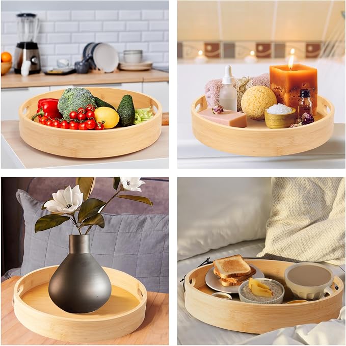 12in Bamboo Lazy Susan Turntable Organizer for Pantry&Cabinet - Image 5