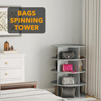 SpaceAid 4 Tier Rotating Shoe Rack Tower, Spinning Shoe Display Lazy Susan, Revolving 360 Shoe Rack Storage Round Carousel, Vertical Handbag Rotate Shoes Closet Organization (4-Tier Gray) - Image 5