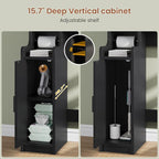Itaar Arched Over The Toilet Storage Cabinet, 78.7" H Fluted Bathroom Organizer with Reversible Side Cabinet, Adjustable Shelves, Anti-Tipping, Hooks & Paper Holder for Bathroom Laundry Room, Black - Image 7