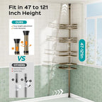 HAMITOR Shower Caddy Corner Tension Pole Adjustable No-Drill Bathroom Shelf - Image 7