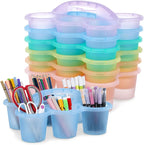 gisgfim 6 Pack Classroom Caddy Organizer with Handle, 6 Compartments, Colorful Clear by gisgfim