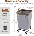 StorageWorks 160L Laundry Basket with Wheels, Rolling Hampers for Clothing - Image 3