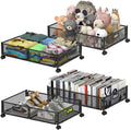 Under Bed Storage Containers,4 Pack Foldable Underbed Storage Containers with Handles and Wheels,Folding Bed Shoes Clothes Organizer,Easy Assembly Underbed Storage for Toy,Bedding,Bedroom(Black) by Joibabe
