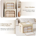 Yecaye 3-Pack 66L Clothes Storage Bins, Storage Bags for Clothes, Beige - Image 5