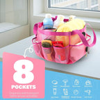 LOYEE Mesh Shower Caddy Portable for College Dorm Room Essentials with 8 Pockets, Shower Bag for Beach, Swimming, Gym, Travel, Bathroom(All rose pink) - Image 3