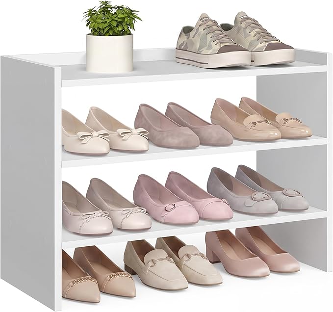 VASAGLE 3-Tier Shoe Rack for Closet, Stackable Shoe Organizer Shelf by Unknown
