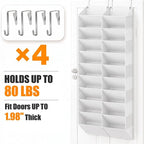 UVIAHOMI 20-30 Pairs Over the Door Shoe Organizer with Side Mesh Pockets, 10-Tier Hanging Shoe Storage for Closet, Breathable Door Shoe Rack Holds Sneakers, Boots, Heels & Daily Essentials, White - Image 8