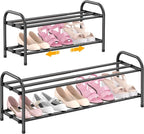 Hleelomi 2-Tier Metal Expandable Shoe Rack for Closet and Entryway, Black by Hleelomi
