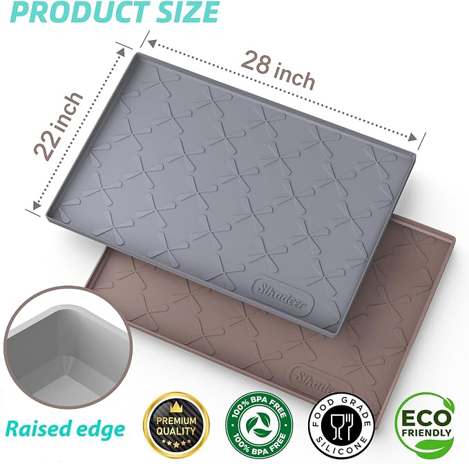 SIKADEER Waterproof Under Sink Mat Silicone 28" x 22" Kitchen Cabinet liner - Image 3