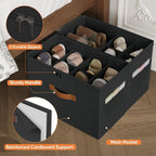 Shoe Organizer for Closet, 2-Pack Foldable Shoe Storage Box with Adjustable Dividers & Clear Cover, Fits 16 Pairs, Black, Durable and Space-Saving - Image 5
