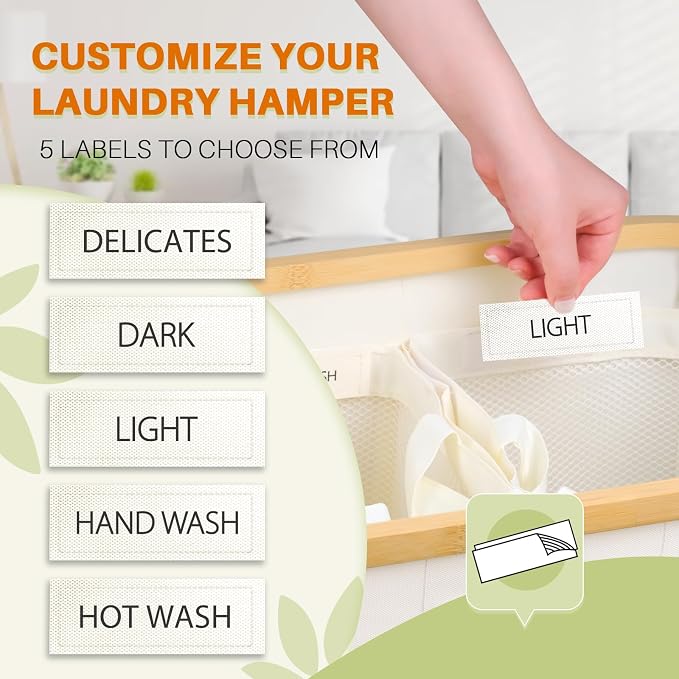 160L Laundry Hamper with Lid, 3 Section Laundry Basket with 3 Removable Bag - Image 4