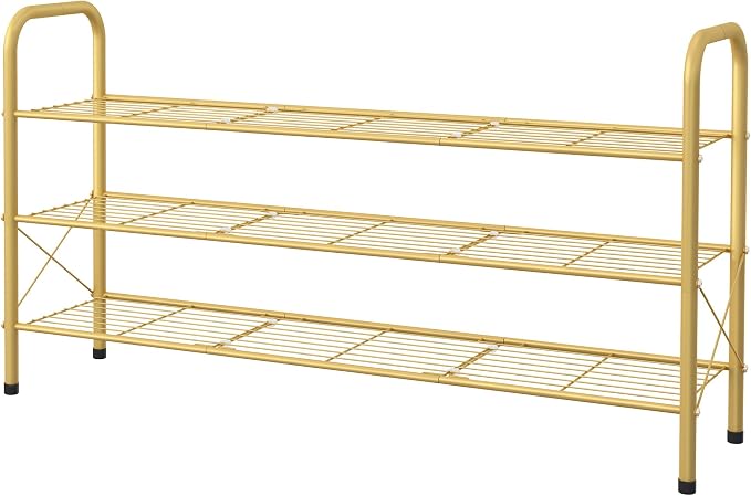 Hoctieon 2 Tier Shoe Rack for Closet, Durable Mesh Style Shoe Rack, Entryway Shoe Shelf, Shoe Storage Organizer for Hallway, Bedroom, Living Room, Wardrobe, Gold - Image 9