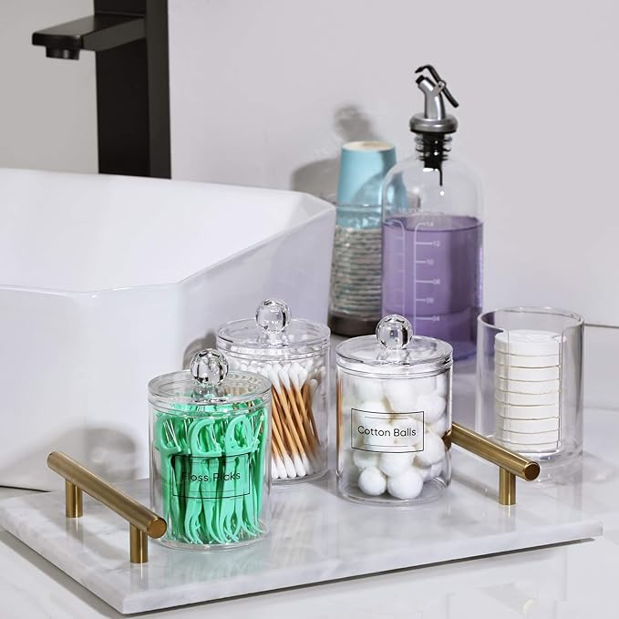 4 Pcs Acrylic Qtip Holder Dispenser for Cotton Swabs, Balls, Floss Picks - Image 5