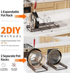 MUDEELA Expandable Pot Pan Lid Organizers inside Cabinet, 12 Divider-Bronze - Image 2