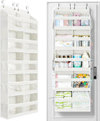 Yecaye 5-Tier Over The Door Organizer Dual-Column, 80lbs Load Extra Large Over the Door Storage of 10 Compartments, Heavy Duty Door Organizer Hanging for Dorm Bathroom Pantry, Cream White, 1 Pack by Yecaye