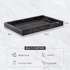 Marble Bathroom Tray for Countertop & Home Decor, Natural Decorative Marble Tray for Jewelry & Perfume Organizer, Luxury Stone Vanity Trays for Dresser, Kitchen Counter, 12" x 8", Gray Black - Image 3