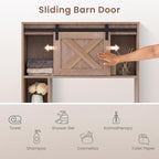 GIANTEX Over The Toilet Storage Cabinet - Freestanding Bathroom Organizer with Sliding Barn Door & Storage Shelves, Multifunctional Bathroom Toilet Rack for Bathroom, Restroom, Laundry (Rustic Brown) - Image 5