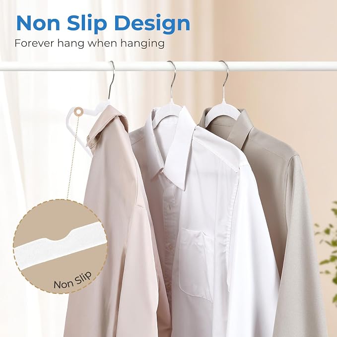 Smartor White Velvet Hangers 50 Pack, Non-Slip Space-Saving Clothes Hangers - Image 2
