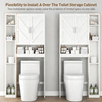 Over The Toilet Storage Cabinet with 7 Storage Shelves, Above Toilet Bathroom Organizer with Toilet Paper Holder Stand, Behind Toilet Cabinet, Space Saver for Restroom, Bathroom, Laundry, White - Image 4