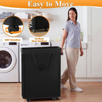 Optish 50L Slim Rolling Laundry Basket with Wheels & Removable Bag, Black - Image 2