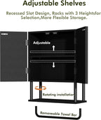 RUSTOWN Fluted Bathroom Wall Cabinet with 2 Doors, 3-Tier Medicine Cabinet - Image 7