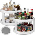 Lawei 2 Pack 2 Tier Lazy Susans Turntable - 10 Inch Pantry Cabinet Lazy Susan Storage Turntable Rotating Spice Rack for Spices, Condiments, Baking by ENJOYEVERYMOMENT