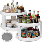 Lawei 2 Pack 2 Tier Lazy Susans Turntable - 10 Inch Pantry Cabinet Lazy Susan Storage Turntable Rotating Spice Rack for Spices, Condiments, Baking by ENJOYEVERYMOMENT